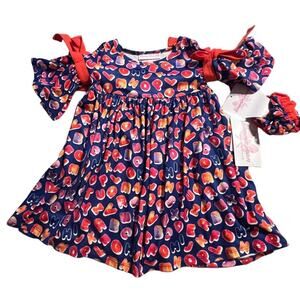 Bonnie Jean Alphabet Dress Girls Size 2T Bell Sleeves Ties Comfort New with Tags